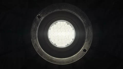 LED Daylight COB on Softbox Dimming to maximum brightness Stock Footage 157910110