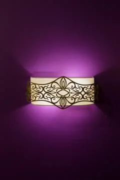 LED decoration lights idea on wall create shape with light and shadow. Modern Stock Photos