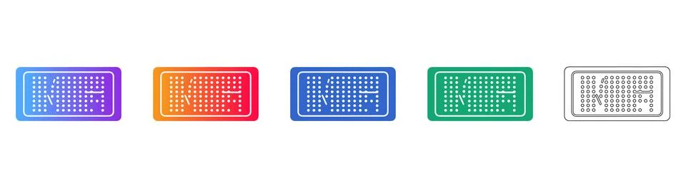 LED Digital Display Panel Vector Icons イラスト素材