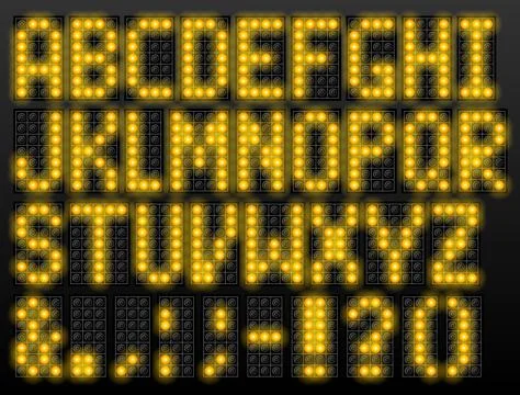 Led digital font based on dot-matrix technology Stock Illustration