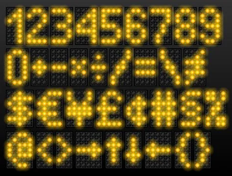 Led digital font based on dot-matrix technology Stock Illustration