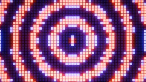 Led digital screen displaying abstract pixelated circles for retro background Foto stock