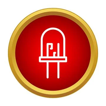 Led diode electronic component icon in red circle Stock Illustration
