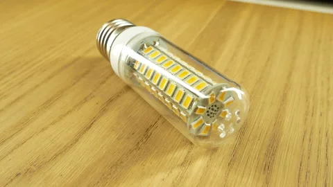 LED diode lamp corn in a plastic bulb with a base E27. Stock-Footage 130706434