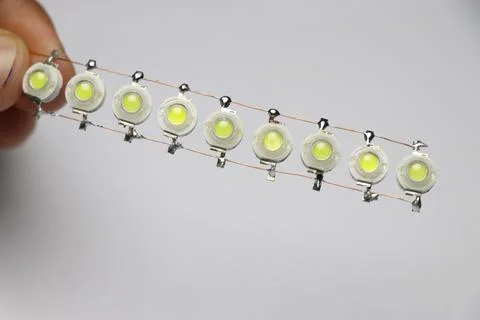 LED diode soldered in parallel. Parallel connect led lights for electronic Stock Photos