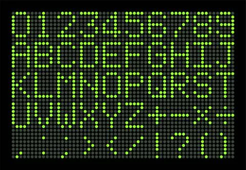LED display alphabhet A to Z and number, flat design Ilustración de archivo