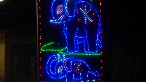 LED display depicting two elephants Stock-Footage 326351001