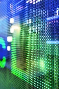 LED display technology displays color image information on large wall areas.. 库存插图
