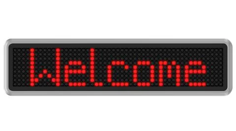 Led dot display with welcome text message Foto stock