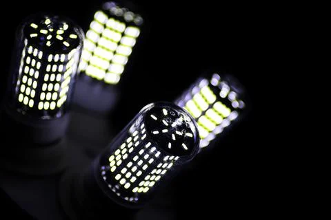 LED elements in the lamp. Lamps with diodes. Many bright lights from diode .. 写真素材