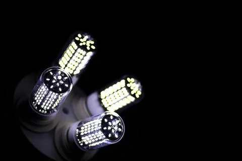 LED elements in the lamp. Lamps with diodes. Many bright lights from diode .. 写真素材