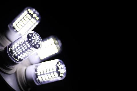 LED elements in the lamp. Lamps with diodes. Many bright lights from diode .. Stock Photos