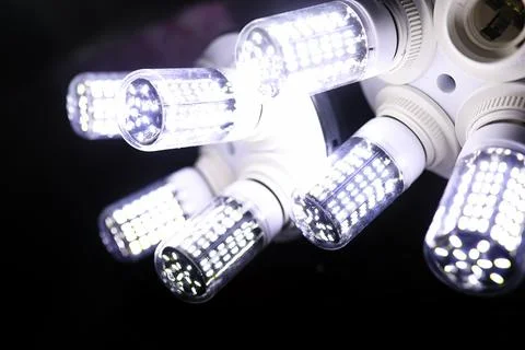 LED elements in the lamp. Lamps with diodes. Many bright lights from diode .. 写真素材