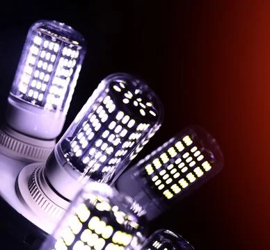 LED elements in the lamp. Lamps with diodes. Many bright lights from diode .. 写真素材