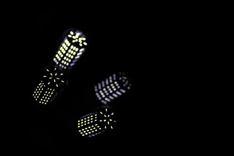 LED elements in the lamp. Lamps with diodes. Many bright lights from diode .. Stock Photos