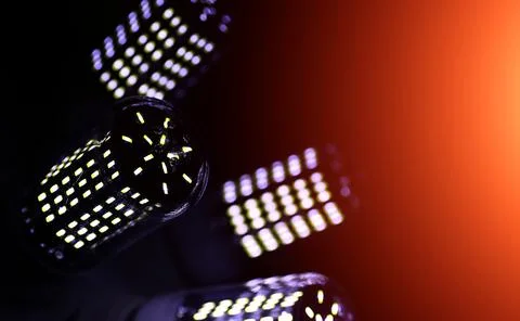 LED elements in the lamp. Lamps with diodes. Many bright lights from diode .. Foto stock