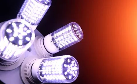 LED elements in the lamp. Lamps with diodes. Many bright lights from diode .. 写真素材