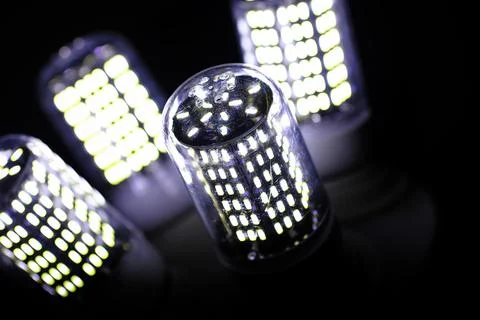 LED elements in the lamp. Lamps with diodes. Many bright lights from diode .. Stock Photos