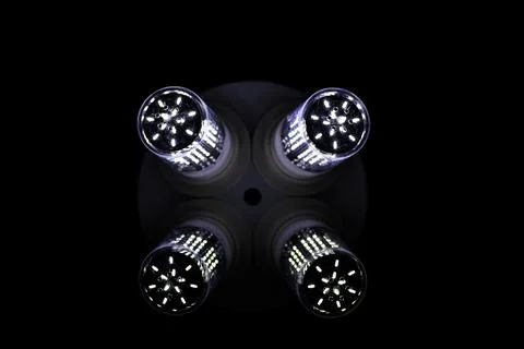 LED elements in the lamp. Lamps with diodes. Many bright lights from diode .. Stock Photos