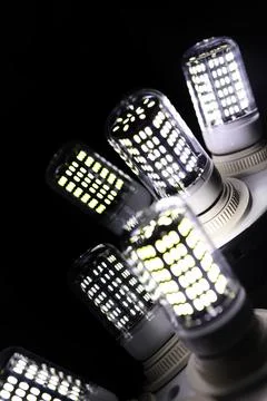 LED elements in the lamp. Lamps with diodes. Many bright lights from diode .. Stock Photos