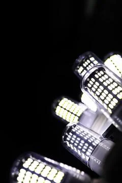 LED elements in the lamp. Lamps with diodes. Many bright lights from diode .. 写真素材