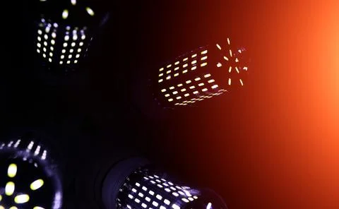 LED elements in the lamp. Lamps with diodes. Many bright lights from diode .. 写真素材