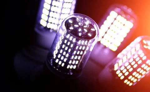LED elements in the lamp. Lamps with diodes. Many bright lights from diode .. 写真素材