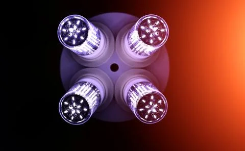 LED elements in the lamp. Lamps with diodes. Many bright lights from diode .. 写真素材