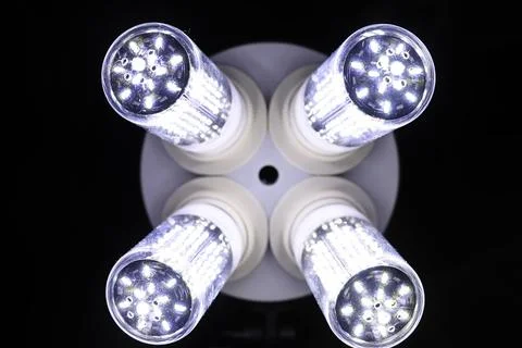 LED elements in the lamp. Lamps with diodes. Many bright lights from diode .. Stock Photos