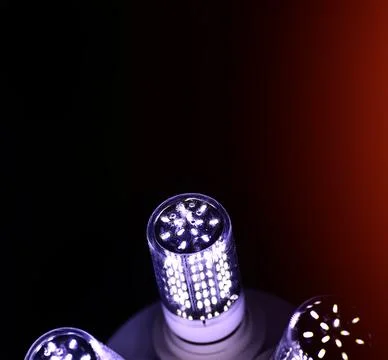 LED elements in the lamp. Lamps with diodes. Many bright lights from diode .. 写真素材