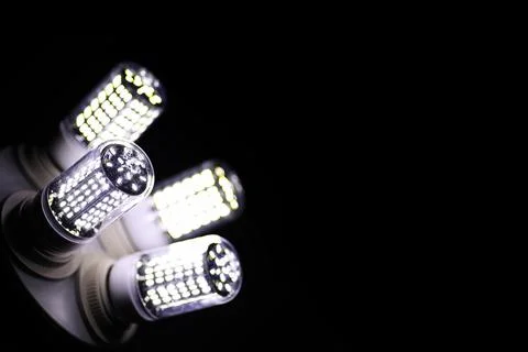 LED elements in the lamp. Lamps with diodes. Many bright lights from diode .. Foto stock