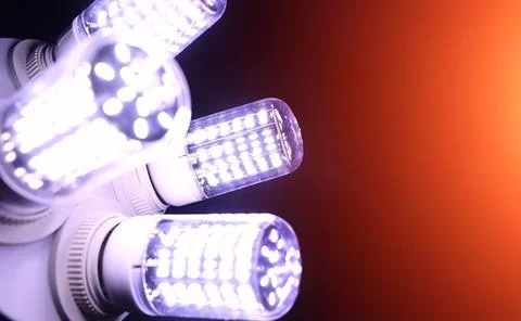 LED elements in the lamp. Lamps with diodes. Many bright lights from diode .. 写真素材