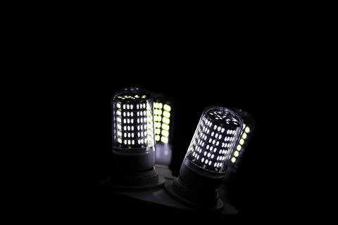 LED elements in the lamp. Lamps with diodes. Many bright lights from diode .. Stock Photos