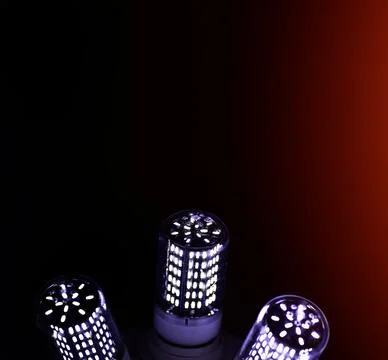 LED elements in the lamp. Lamps with diodes. Many bright lights from diode .. 写真素材