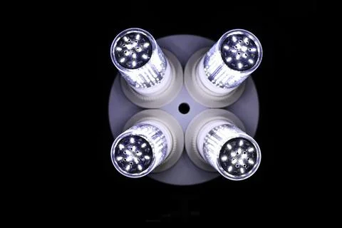 LED elements in the lamp. Lamps with diodes. Many bright lights from diode .. 写真素材