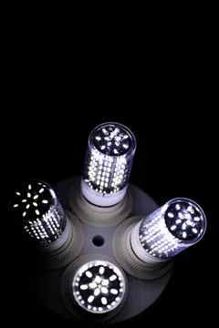 LED elements in the lamp. Lamps with diodes. Many bright lights from diode .. Stock Photos
