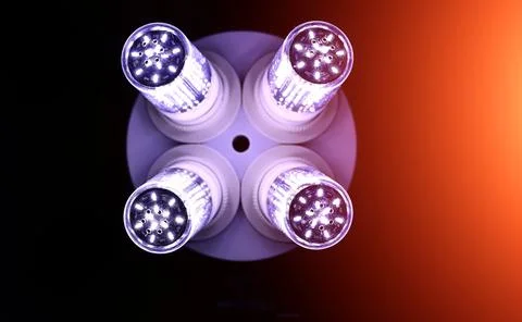 LED elements in the lamp. Lamps with diodes. Many bright lights from diode .. 写真素材