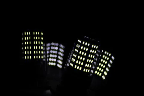 LED elements in the lamp. Lamps with diodes. Many bright lights from diode .. Stock Photos