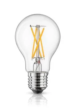 LED filament light bulb with e27 base isolated on white. Stock Photos