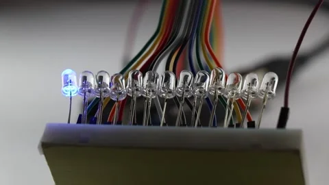 LED flashing that are connected in parallel circuit on a breadboard Stock-Footage 166824593
