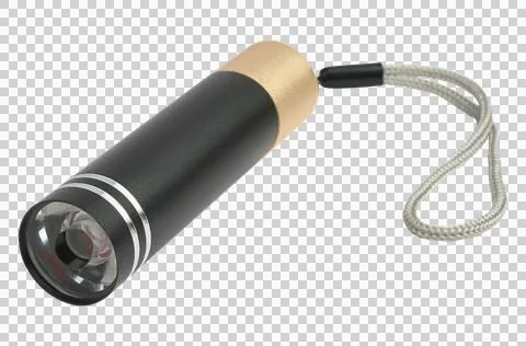 LED Flashlight Isolated on Transparent Background Stock Photos