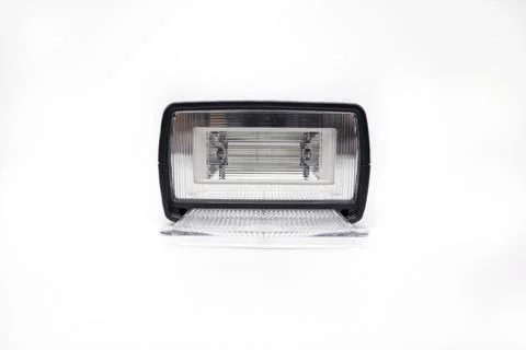 LED flashlight isolated on white background with clipping path. Selective focus. Stock Photos
