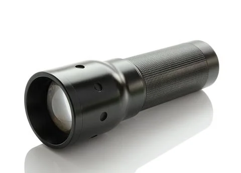 LED flashlight on white background Stock Photos
