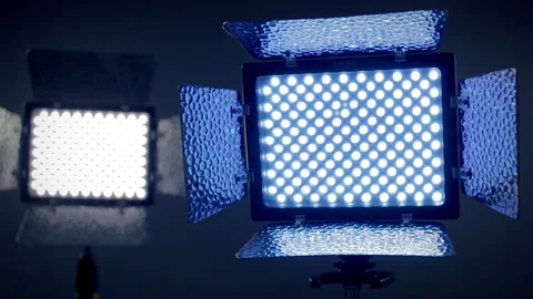 LED flat panel production lighting reveal slider (Videographer / Interviews) Stock Footage 197443268