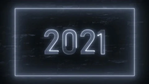 In led frame. 2021. new year. Neon light abstract background 4K video Stock Footage 142543797