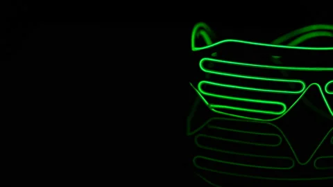Led glasses with different modes in dark Stock Footage 147374019