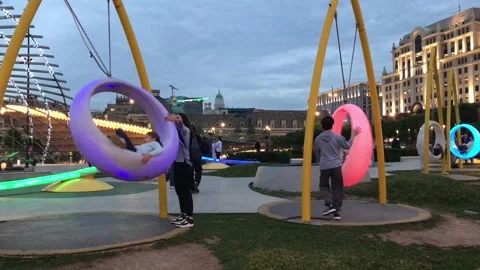 The led glowing swings Stock Footage 311601694