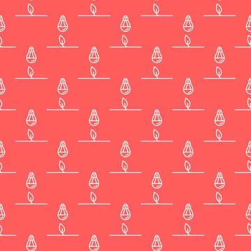 Led Grow Light Bulb vector Agro Equipment red thin line seamless pattern Illustrazione stock