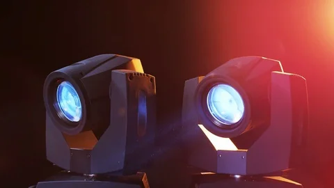 LED Head Spots Giving Light in Different Colors Stock Footage 71716755