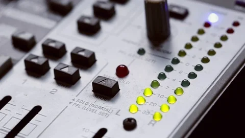 Led Indicator Level Signal On The Sound Mixing Console Stock Footage 127320196
